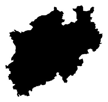 A contour map of North Rhine-Westphalia. German state silhouette