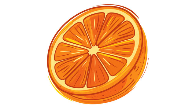 Vibrant vector illustration of a sliced orange citrus fruit icon with editable stroke, adjustable stroke weight, and customizable line weight for design flexibility; thin line stroke graphic.