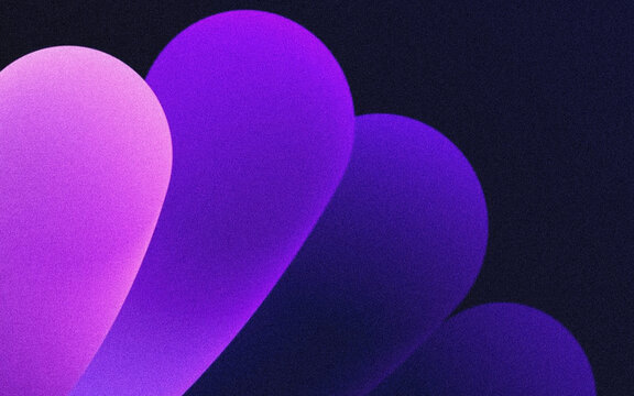 Three floating heart shapes in purple hues