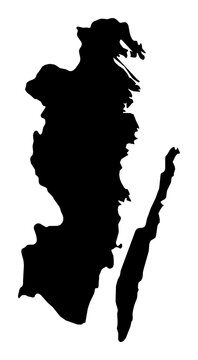 A contour map of Kalmar. Swedish county silhouette