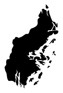 A contour map of Stockholm. Swedish county silhouette