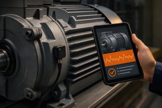 Industrial electric motor diagnostics with tablet based predictive maintenance monitoring and vibration analysis