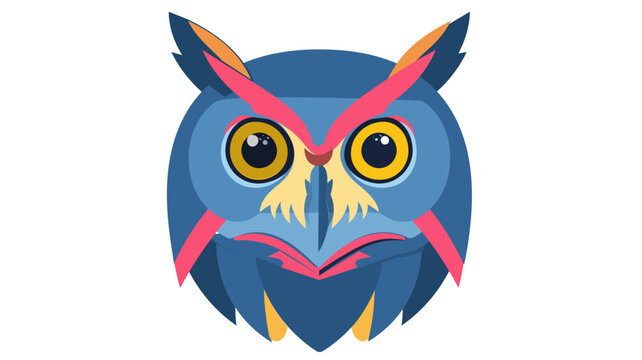 Vibrant Pel's Fishing Owl had vector illustration isoated on white. This creatie colorful bird icon featues stylized blue feathers nd bright yellow eyes, perect for nature and wildlif logos.