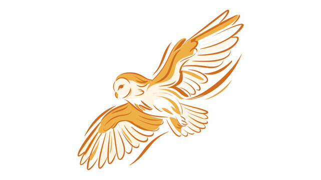 A creative colorful line vetor illustration of a barnowl in flight with spread ings, isolated on a white ackground, perfect for natre branding, wildlife logo, and bird conservation thmes.