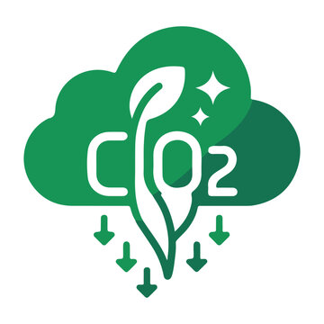 Plant absorbing carbon dioxide gas with sparkling effect environmental concept silhouette