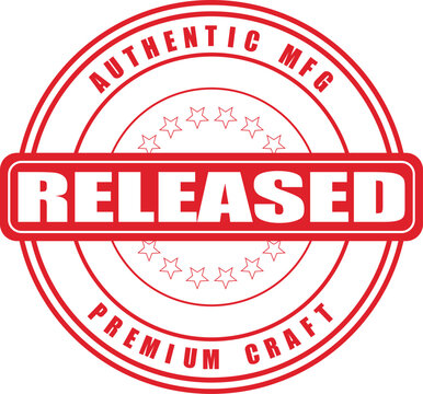 Red stamp seal with Released text on Authentic MFG Premium Craft logo