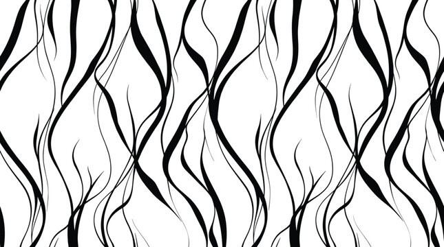 Seamless pattern of vertical wavy black lines on a white background