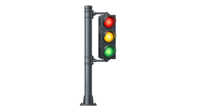 Traffic light showing red yellow green lights with traffic signal street light traffic management stoplight intersection transportation regulation direction automotive guidance technology