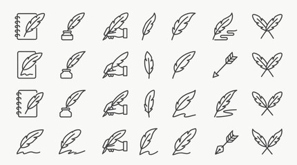 Collection of feather quill icons. © Sri Rejeki