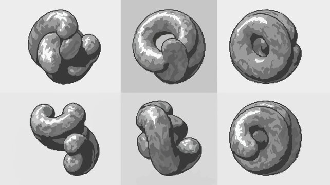 grayscale knotted shapes collection of abstract looped forms