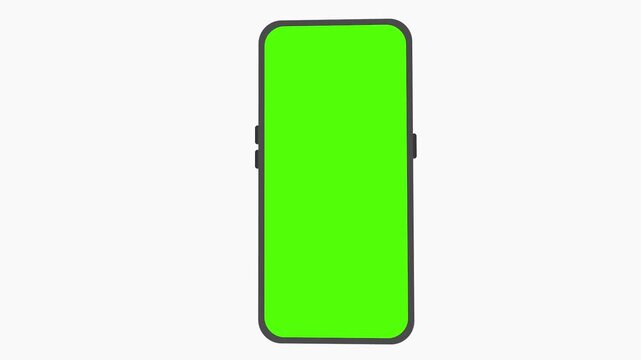Smartphone Screen Mockup: A vertical smartphone with a vibrant green screen, ready for creative customization. Perfect for app development, web design, or digital content creation.