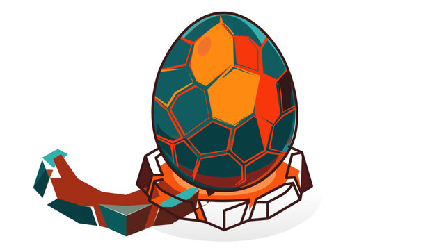 Colorful line vector icon illustration of a mythical dragon egg with cracked shell and scaly pattern, featuring editable stroke, adjustable stroke weight, customizable line weight, thin line.