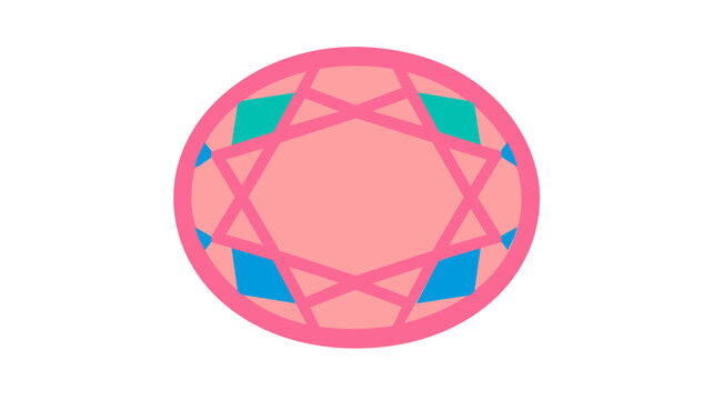 Radiant brilliant-cut jewel vector illustration bursting with rose, teal, and cerulean crystal planes &mdash; a vivid faceted gem icon rendered in contemporary minimalist style on a pale backdrop, suited