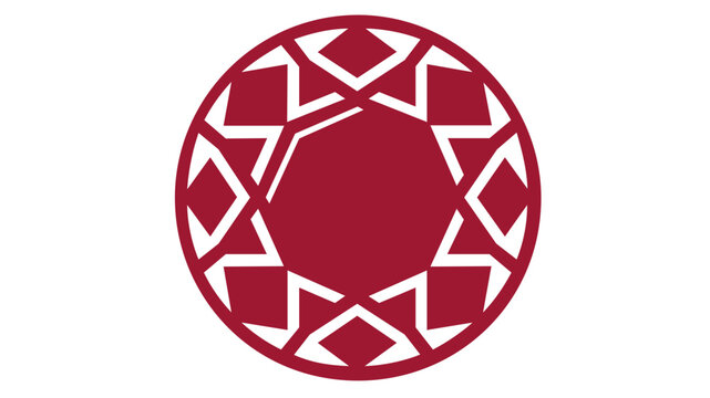 Stylized red tourmaline gemstone vector icon illustration featuring a creative circular geometric design with intricate facets and a deep maroon color palette on a clean white background.