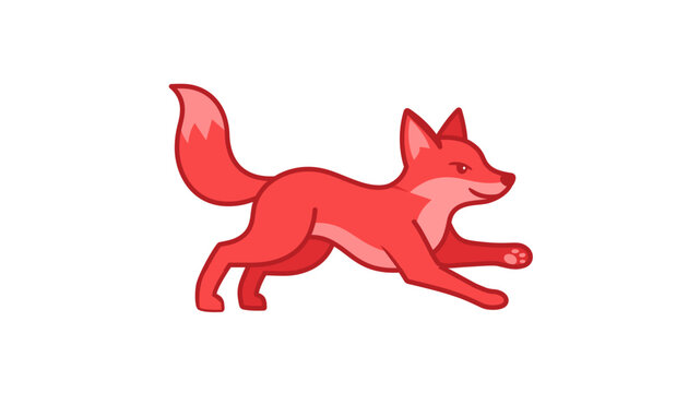 Fast-moving red fox in motion vector graphic with modifiable path weight. Minimalist running animal icon for web and print, featuring an adjustable line thickness for custom branding.