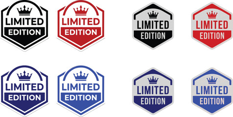 Fototapeta premium limited edition label set vector design with crown and ribbon banners