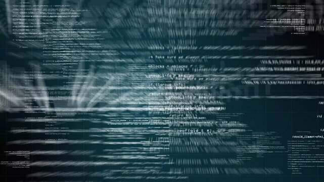Abstract Code Flow: A dynamic representation of digital information and code, with blurred lines and streaks of light suggesting rapid data processing and technological advancement.