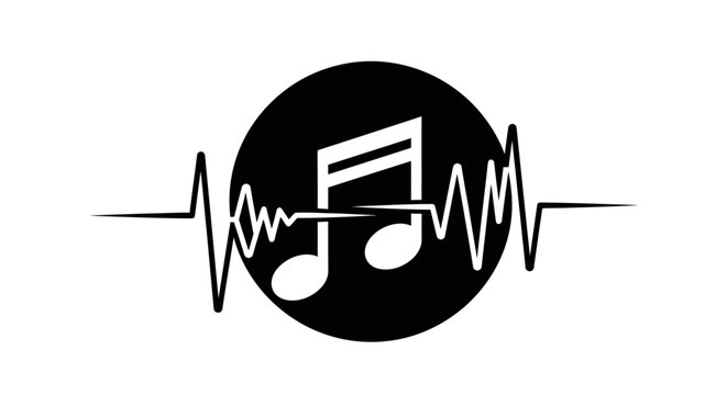 Music note sound wave logo symbol.