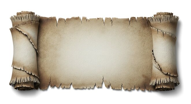 Old vintage paper scroll isolated on white background