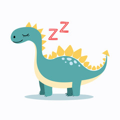 Naklejka premium Cute Sleeping Dinosaur Illustration