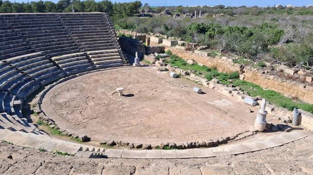 Theatre of Salamis, an ancient Greek city-state on the east coast of Cyprus, at the mouth of the river Pedieos, 6 km north of modern Famagusta.