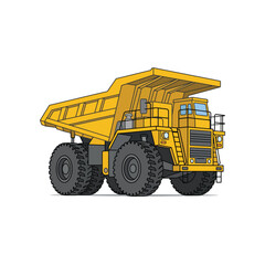 Fototapeta premium Heavy Duty Yellow Mining Dump Truck Isolated Vector Illustration