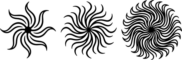 Fototapeta premium Abstract Spiral Swirl Icon Collection Featuring Rotating Geometric Patterns for Modern Logos, Decorative Graphics, and Creative Branding Projects