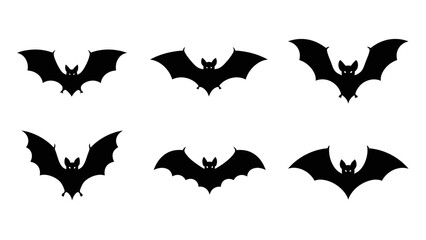 Fototapeta premium Spooky Bat Silhouettes Set for Halloween Decoration or Creepy Design Projects