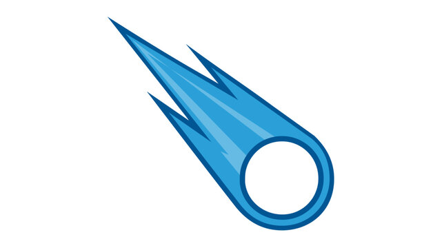 Vivid blue shooting star icon with modifiable line weight and editable stroke properties. Linear vector illustration of a plummeting meteor for astronomical interfaces and space visuals.
