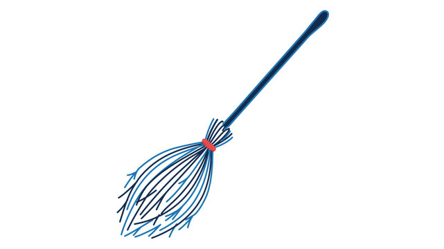 Magic broomstick vector icon illustration for sorcery and alchemy, featuring an editable stroke, adjustable line weight, customizable stroke weight, thin line design on a white background.
