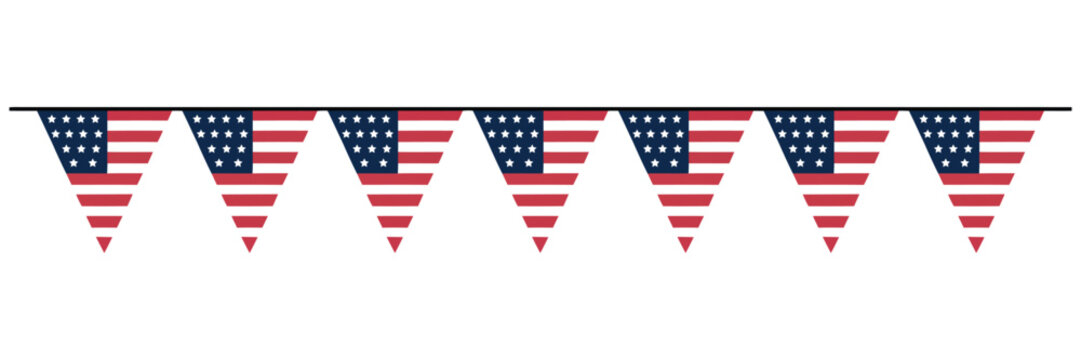 american flag bunting banner garland for usa independence day celebration with patriotic 4th july decorative pennant design element