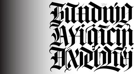 Obraz premium Calligraphy, Gothic, Typography, Black, Text, Vector, Calligraphic, Lettering, Ornate