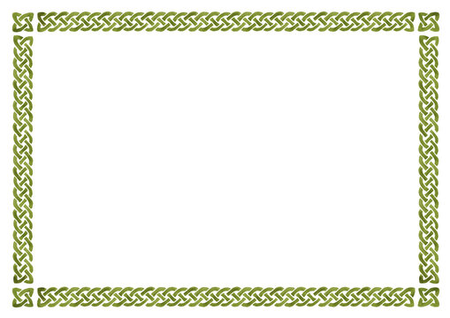 Viking Scandinavian border ornament. Ancient decorative design in Celtic, Scandinavian style, knot-work. Original Hand drawn watercolor illustration isolated on white  background