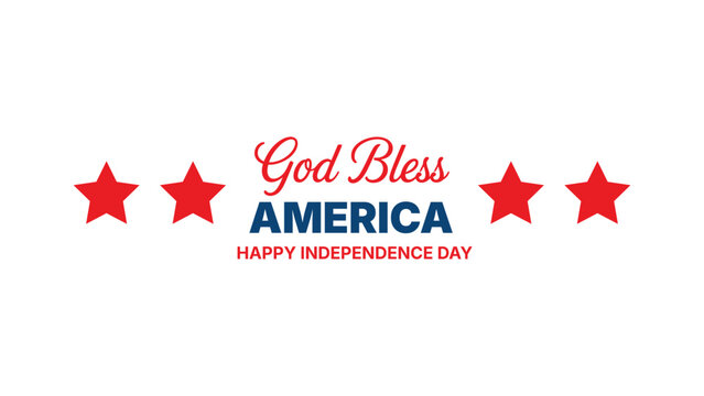 god bless america patriotic independence day typography banner with stars and festive usa 4th july celebration greeting design template