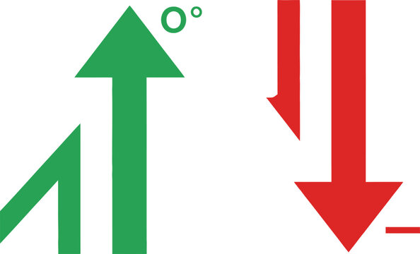 Green upward arrows and red downward arrows representing business growth and decline trends Vector