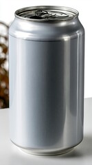 Obraz premium Blank silver aluminum can with pull tab, ready for branding and design