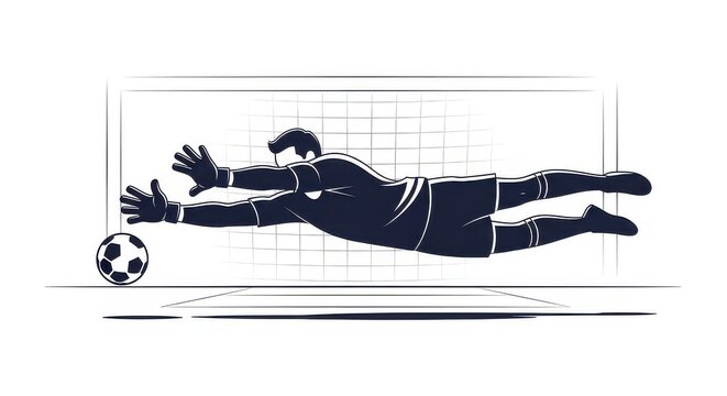 Graphic illustration of goalkeeper making heroic save at goal line.