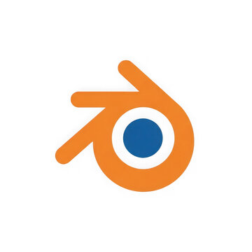 Orange and blue abstract blender 3d logo icon