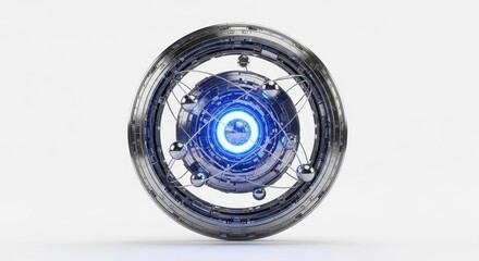 Naklejka premium Futuristic blue and silver robotic eye technology