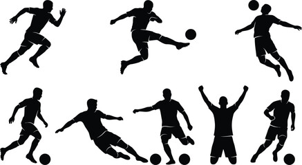 Silhouette of soccer players in various actions © SHEIKHJUNED