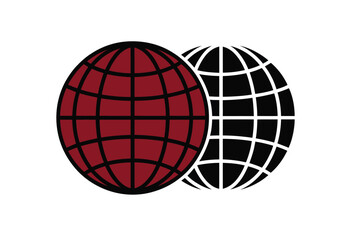 Obraz premium Overlapping red and black globe spheres for global business concept