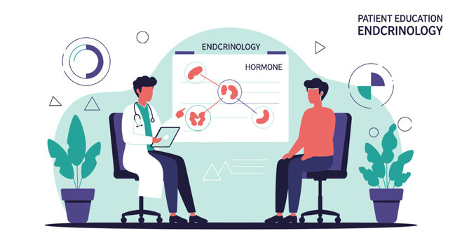 Endocrinologist Doctor Explains Hormone Health to Patient in Modern Clinic