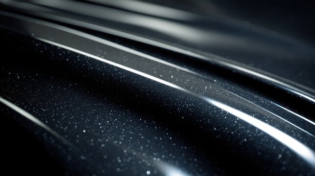 High-gloss finish on a curved surface: rich black paint texture with light reflections