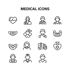 Fototapeta premium Collection of medical and healthcare icons for clinic signage with healthcare