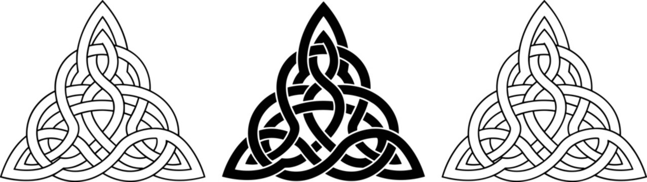 Celtic Trinity Knot Symbol Collection Featuring Interwoven Geometric Designs for Spiritual, Decorative, and Heritage Branding Projects