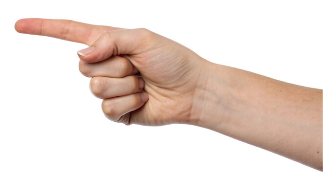 Hand pointing finger gesture direction.