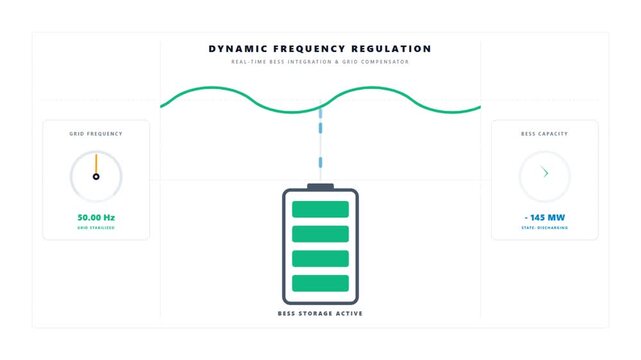 Dynamic Frequency Regulation Animation showing Battery Energy Storage System