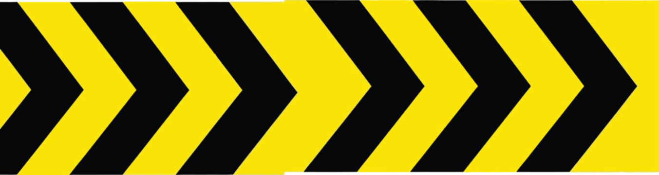 Yellow and black chevron warning tape with diagonal arrow pattern for construction safety Vector