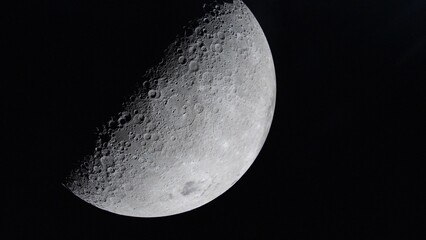 Gray surface of the Earth's moon in space. Satellite point of view. Close-up. NASA Public Domain Imagery © Marcin Janiec