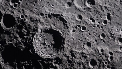 Earth's moon in space. Satellite point of view. Cut out on black. NASA Public Domain Imagery © Marcin Janiec